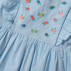 Girls Short Sleeve Seersucker Dress