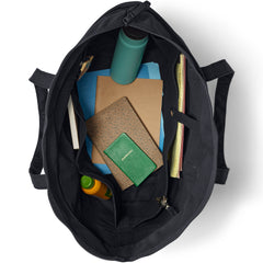 Extra Large Solid Color 5 Pocket Zip Top Long Handle Canvas Tote Bag