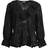 Women's Feminine Ruffle Chiffon V Neck Blouse