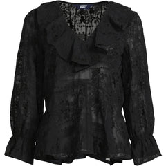 Women's Feminine Ruffle Chiffon V Neck Blouse