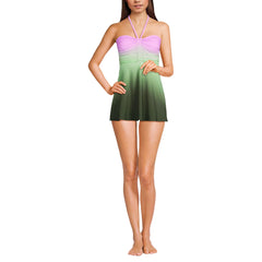 Women's Ruched Multi-Way Mini Swim Dress Swimsuit