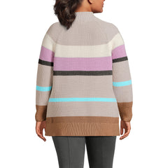 Women's Plus Size Drifter Shaker Easy Fit Mock Neck Tunic Sweater