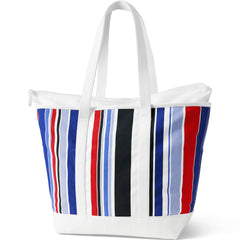Extra Large Print 5 Pocket Zip Top Long Handle Canvas Tote Bag