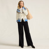 Women's Corduroy High Rise Wide Leg Top Stitch Trousers