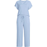 Women's Cooling Pajama Set - Short Sleeve Top and Crop Pants