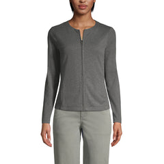 School Uniform Women's Cotton Polyester Zip Crew Cardigan