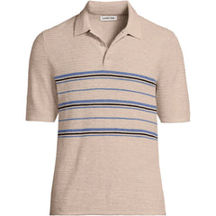 Men's Short Sleeve Texture Stitch Sweater Polo