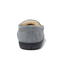 Men's Wide Width Fuzzy Lined Suede Moccasin Slippers