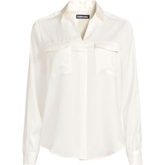Women's Petite Charmeuse Utility Popover Blouse