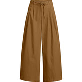 Women's Plus Size Poplin Mid Rise Pleated Slouchy Pants