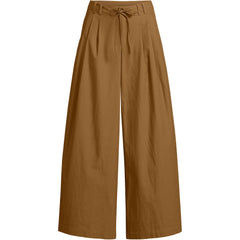 Women's Petite Poplin Mid Rise Pleated Slouchy Pants