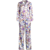 Women's Satin 2 Piece Pajama Set - Long Sleeve Top and Wide Leg Pants