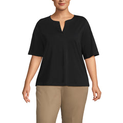 Women's Plus Supima Jersey Half Sleeve Splitneck Shirt