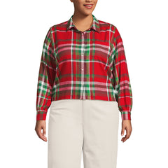 Women's Plus Size Cropped Flannel Shirt