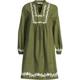 Women's Plus Size Embroidered Above the Knee Tie Neck Dress