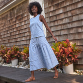 Women's Seersucker Pull On Midi Skirt