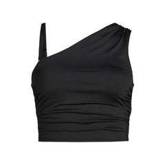 Women's Plus Size Ruched One Shoulder Midkini Top