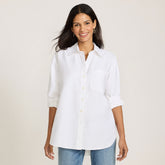 Women's Petite Oversized Oxford Button Front Shirt