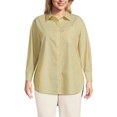 Women's Plus Size Oversized No Iron Tunic with Statement Collar Shirt