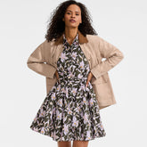 Women's Petite Poplin Button Front Dress with Godets