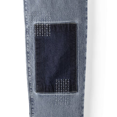 Women's Plus Size Soft Denim Mid Rise Relaxed Straight Crop Patchwork Jeans