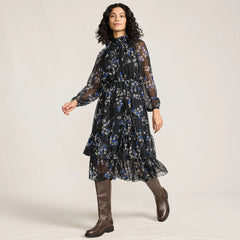 Women's Crinkle Chiffon Ruffle Dress