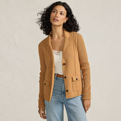 Women's Petite Drifter Ribbed Collared Blazer Sweater