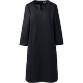 Women's Ponte 3/4 Sleeve Split Neck Shift Dress