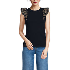 Women's Embroidered Ruffle Tank Top