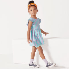 Girls Short Sleeve Gathered Waist Tunic Top