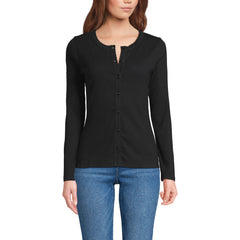 Women's Long Sleeve Micro Rib Button Through Cardigan