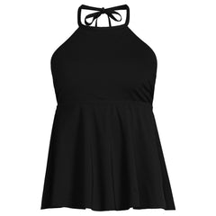 Women's Plus Size Flutter High Neck Halter Tankini Top
