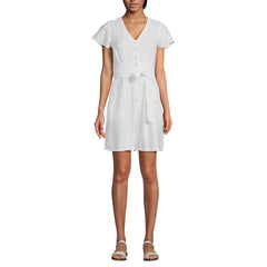 Women's Flutter Sleeve Linen Romper