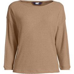 Women's Plus Size 3/4 Sleeve Cozy Rib Dolman Top