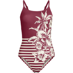 Women's Tugless Thin Strap One Piece Swimsuit
