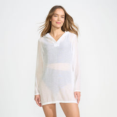 Women's Long Rayon Rib Hooded Mini Cover-up Dress