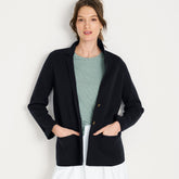 Women's Fine Gauge Cotton Button Front Blazer Sweater