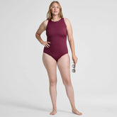 Women's Plus Size Tugless High Neck Portrait Back One Piece Swimsuit