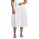 Women's Plus Size Button Front Linen Midi Skirt
