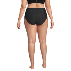 Women's Plus Size Chlorine Resistant Ottoman Rib High Waisted Bikini Bottoms