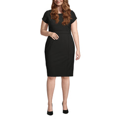 School Uniform Women's Plus Size Washable Wool Piped Sheath Dress
