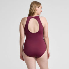 Women's Plus Size Tugless High Neck Portrait Back One Piece Swimsuit