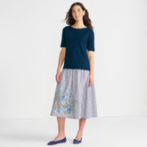 Women's Poplin Drop Waist Midi Skirt - Set Bottom