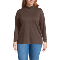 Women's Plus Size Relaxed Cotton Long Sleeve Mock Turtleneck