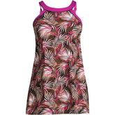 Women's Chlorine Resistant High Neck Swim Dress One Piece Swimsuit