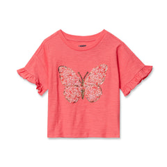 Girls Short Sleeve Ruffle Tee