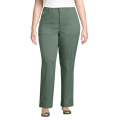 Women's Plus Size High Rise Chino Utility Straight Leg Pants