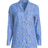Women's Petite Long Sleeve Print Flannel Pajama Top