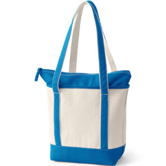 Medium 5 Pocket Zip Top Long Handle Canvas Tote Bag