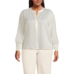 Women's Plus Size Satin Popover Shirt